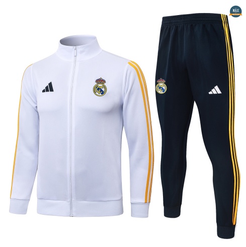 Maxmaillot: Nouveaux Veste Survetement Foot Real Madrid 2026/27 Blanc/Jaune